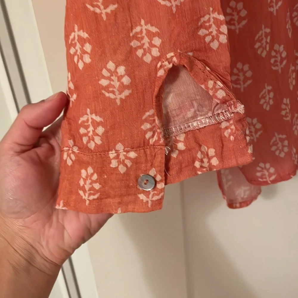 Women's Coral Button Down Shirt - Picture 5 of 11